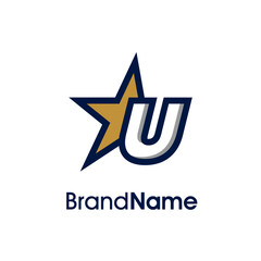 Wall Mural - Initial U Gold Star Logo