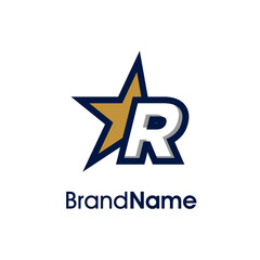 Initial R Gold Star Logo