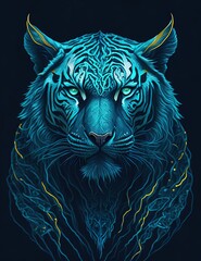 tiger, vector, animal, head, tattoo, illustration, face, cat, wild, lion, skull, design, power, mamm