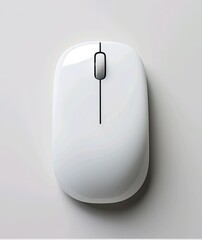 A white mouse with a black white button on it is on a gray background