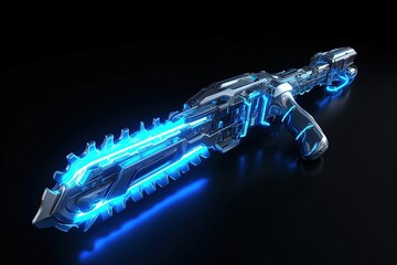 blue metal neon gun for games