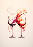 Fototapeta Sypialnia - Abstract illustration of two wine glasses