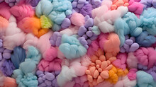 Fluffy Puffy Colorful Soft Pilllows And Fluff Texture
