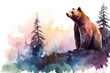 water color illustration of a bear in the wild