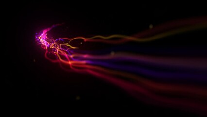 Wall Mural - Dynamic Electric Light Strokes Background/ 4k animation of an abstract background of kinetic glowing 3d light strokes with wiggling camera shake effect