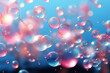 Bubbles background, bokeh light pink and blue. AI generative