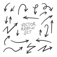 Fototapete - Hand drawn arrows collection Set simple flat arrows isolated on white background. Arrow mark icons and arrow paint. Stock vector. EPS10.
