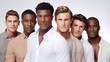 © Denisa - group of handsome male models with great skincare from a diverse ethnicity
