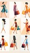 © olga_demina - Collage Set of Women in Colorful Outfits, Shopping Bags, Sale, Discount, and Black Friday