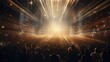 © DELstudio - Generative AI, People crowd on music rock festival concert in stadium, big stage lit by spotlights..