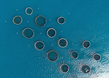 Aerial Drone View Of A Fishing Farm, Mahebourg, Mauritius, Indian Ocean.