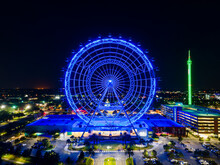 Aerial View Of The Wheel At Icon Park At Night In Orlando, Florida, United States.