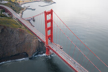 Aerial View Of Famous Golden Gate Bridge, San Francisco, California, United States.