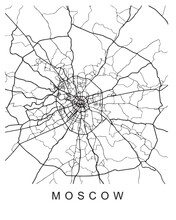 Vector Design Of The Street Map Of Moscow Against A White Background