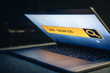 Wall Mural - laptop screen with line for job search.