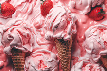 Delicious Strawberry Ice Cream. AI Technology Generated Image