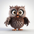 owl on white background, cartoon character 3d