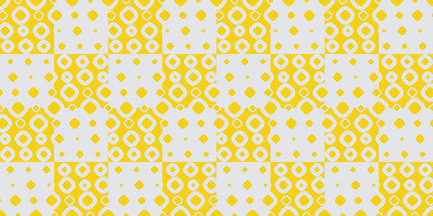 Poster - A bright yellow chess tile with rings printed all over. Stylish and bright for any interior. For seamless print, textile, pillows, clothing, background, packaging, notepads, cups, clothes.