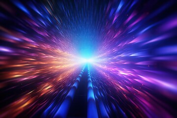 abstract psychedelic futuristic dark background with dark magenta and blue light waves by generative