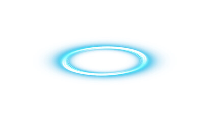 Wall Mural - Blue halo angel ring Isolated on transparent background. Magic fantasy portal. Futuristic teleport. Light effect. PNG.