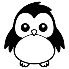 Wall Mural - Colorless funny cartoon penguin. Vector illustration