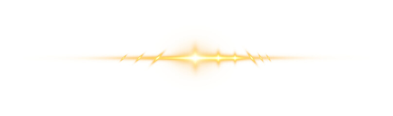 Wall Mural - Yellow horizontal lens flares. Laser beams, horizontal light rays. Beautiful light flares. Glowing streaks on transparent background. PNG.