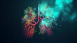 Illustration of an upside down Tree full of vitality shaped as lungs. Generative AI.