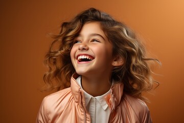 laughing girl on a pink background