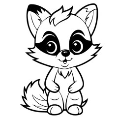 Wall Mural - Raccoon. Element for coloring page. Cartoon style.