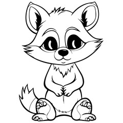 Wall Mural - Raccoon. Element for coloring page. Cartoon style.