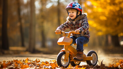 Sticker - little child riding a bike