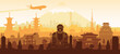 © Terd486 - Japan famous landmarks silhouette style with yellow brown and white color,vector illustration