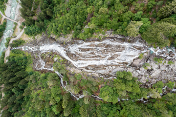 Wall Mural - perspective aerial view of the entire Nardis waterfall in Trentino