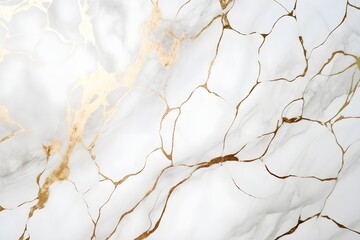 Sticker - Gold and white marble texture, golden and bright stone surface created with Generative AI technology  