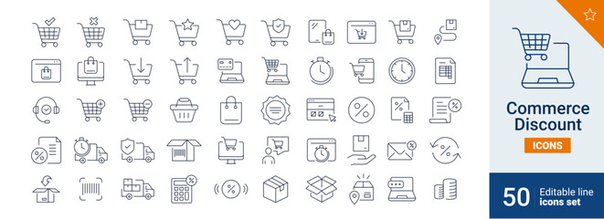 Wall Mural - commerce icons pixel perfect. sale, store, shopping, ....
