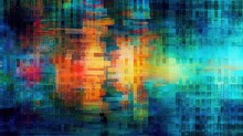 Abstract Gradient Pixel Background With Glitch Effect By Generative AI