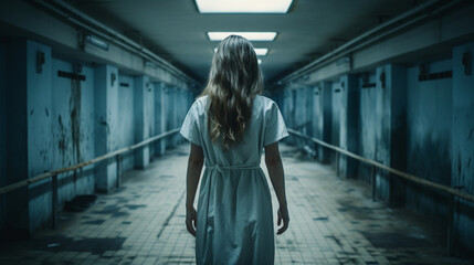 Mysterious Woman in the Haunted Hospital Corridor