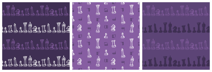 Wall Mural - chess game seamless patterns set with chess figures