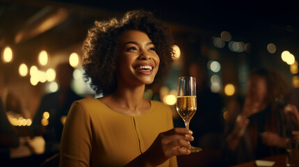 Sticker - Woman Celebrating with Champagne Toast