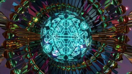 Wall Mural - abstract background 3d animation shiny futuristic composition made of geometric elements transforms 