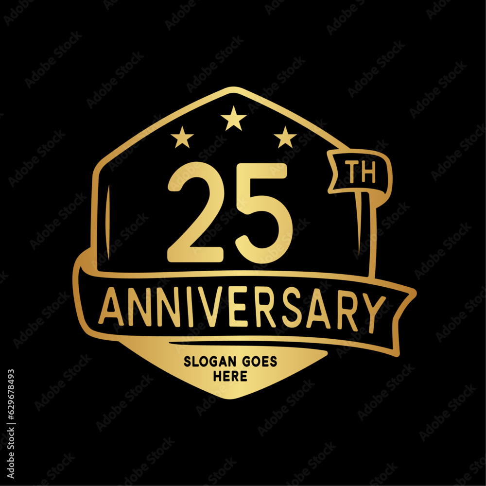 25 years anniversary celebration hexagon design template. 25th ...