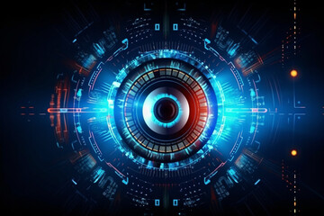 Lines and dots. Futuristic Sci-Fi glowing HUD element. Abstract hi-tech background. Head-up display interface. Virtual reality technology innovation screen. Circle engineer hologram