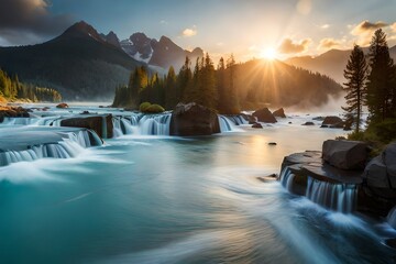 Poster - sunrise in the mountains