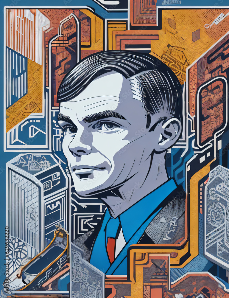 graffiti illustration of Alan Turing Stock Illustration | Adobe Stock