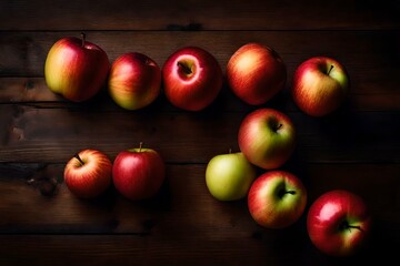 Wall Mural - red apples on wooden background