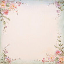 Square Blank Vintage Floral Paper Background For Printable Digital Paper, Art Stationery And Greeting Card Illustration
