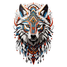 Graphics Esoteric Totem Wolf Head On White Background