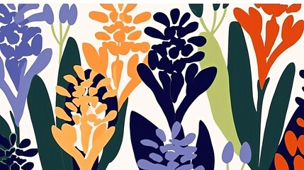 Hyacinth pattern on white background. Floral pattern. Generative AI