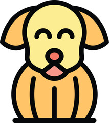 Poster - Cute puppy icon outline vector. Dog walk. Canine paw color flat