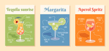 Set Of Cocktail Ingredients Posters Vector